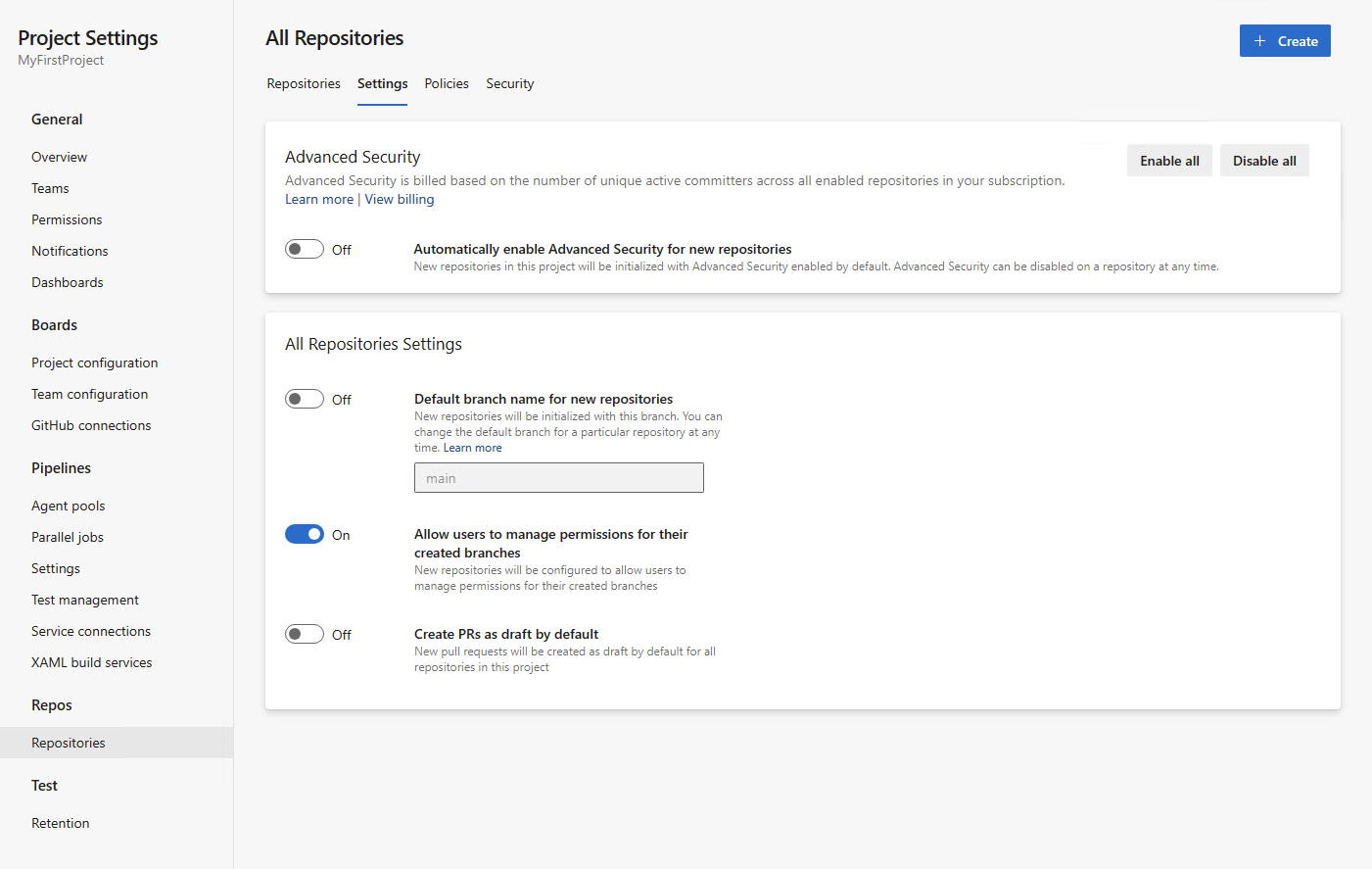 Screenshot of Project-level enablement Screenshot of Project-level enablement.