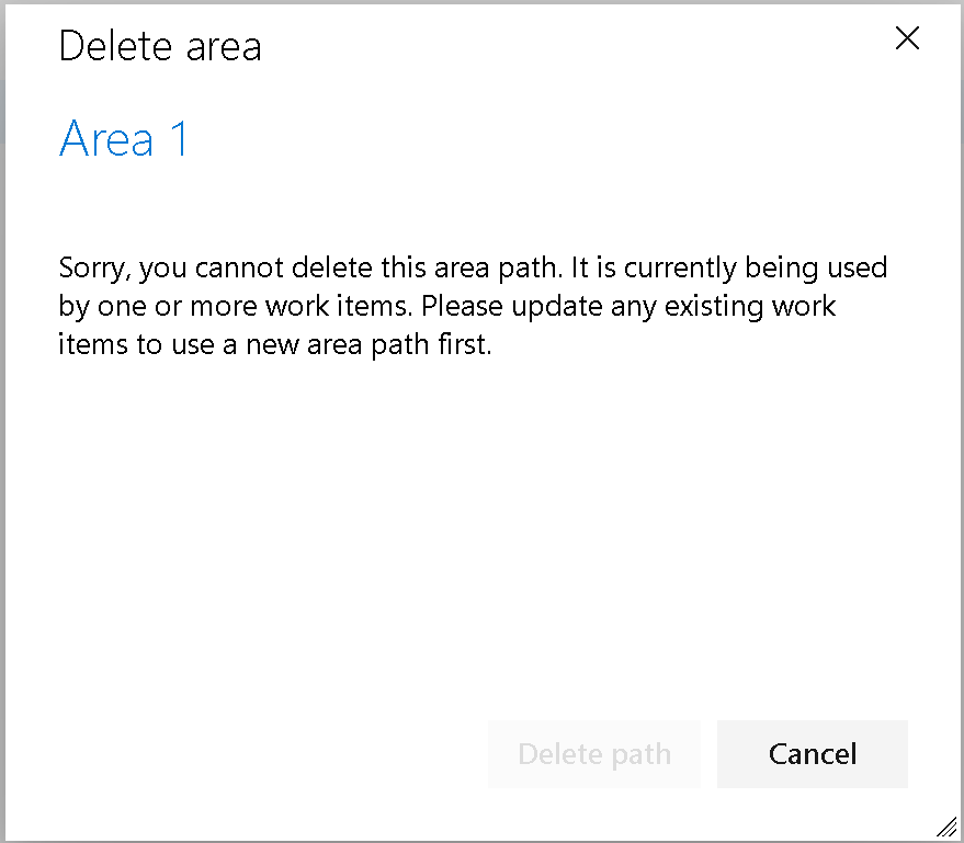 Screenshot of delete area path. Screenshots of delete area.