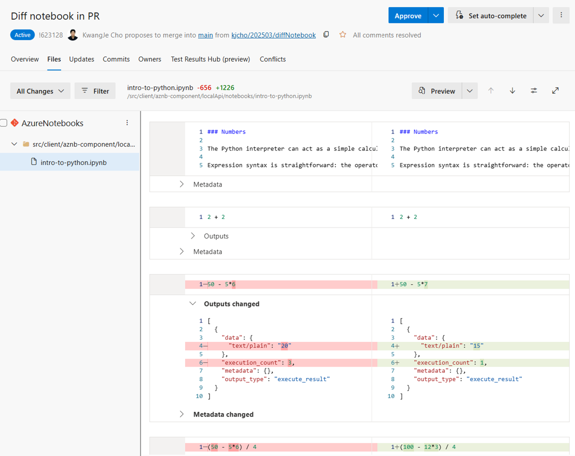 Screenshot of diff notebook in pr Screenshot of diff notebook in pr