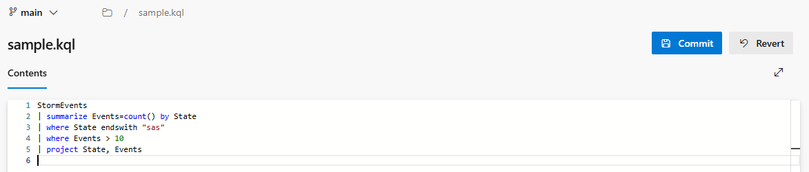 Screenshot of sample.kql Screenshot of sample.kql
