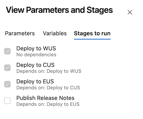 Screenshot of stages to run. Screenshot of stages to run.