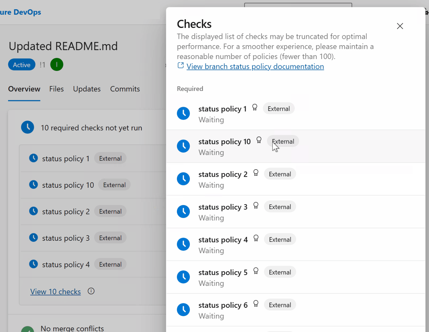 Screenshot showing the new External badge on a pull request status check. Screenshot showing the new External badge on a pull request status check.