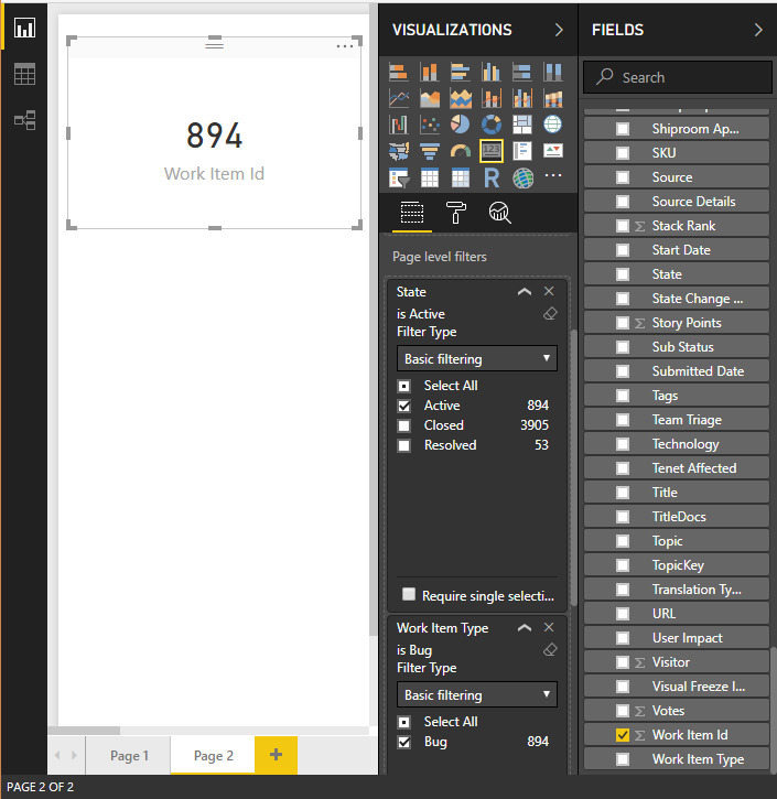 create a distinct count card