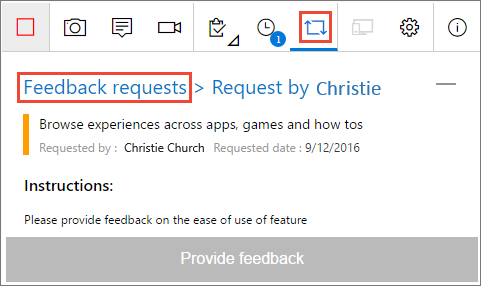 Opening the pending feedback requests page