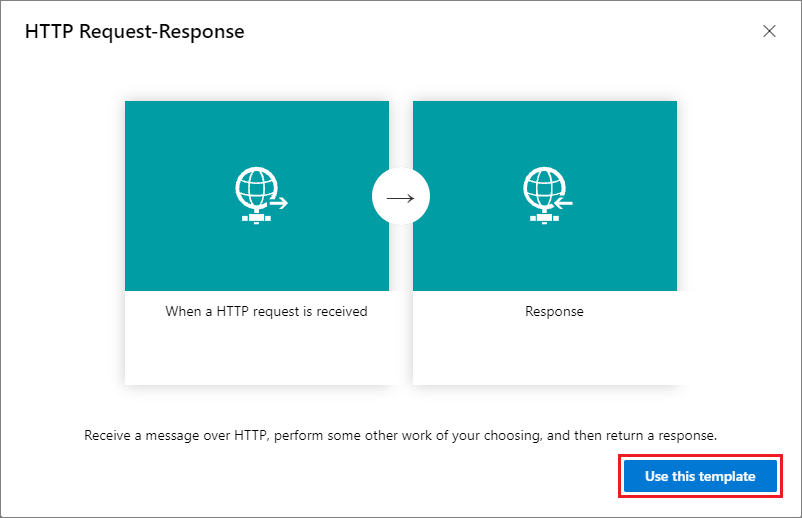 Screenshot showing selecting Use this template.