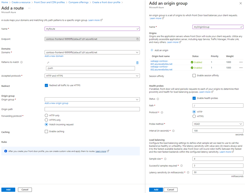 Screenshot of add a route configuration page.