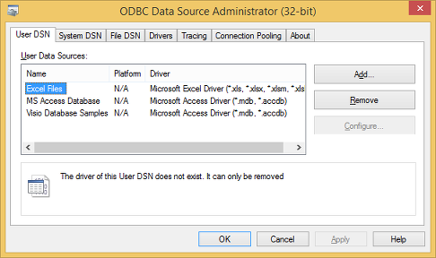 OBDC data source administrator