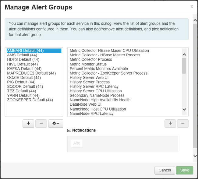 Apache Ambari manage alert groups