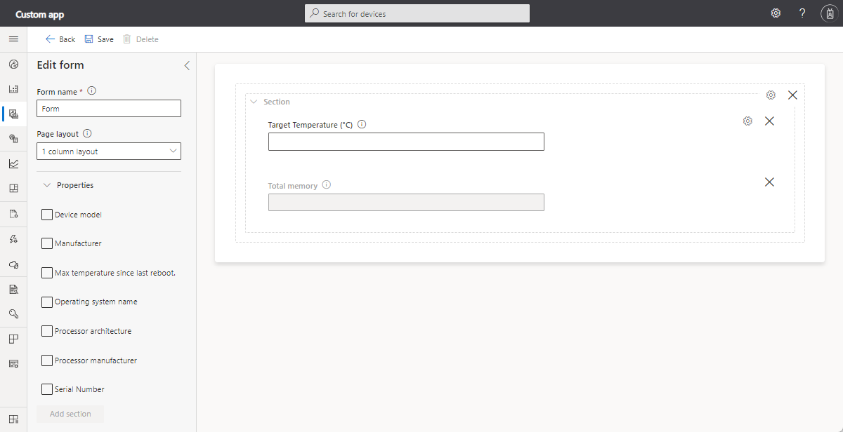 Screenshot that shows how to configure a form.