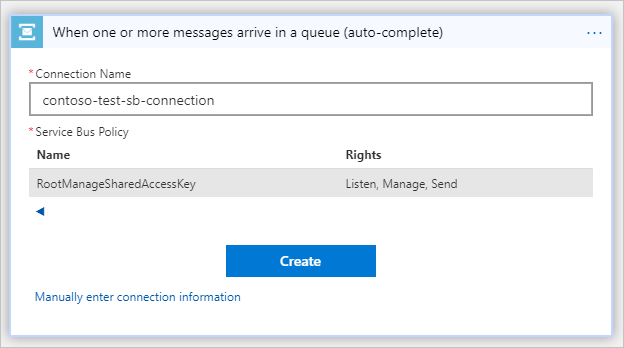 Create a service bus connection for your logic app in the Azure portal