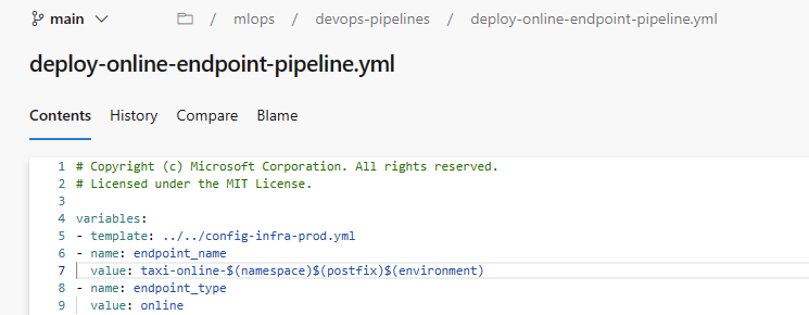 Screenshot of Azure DevOps batch deploy script.