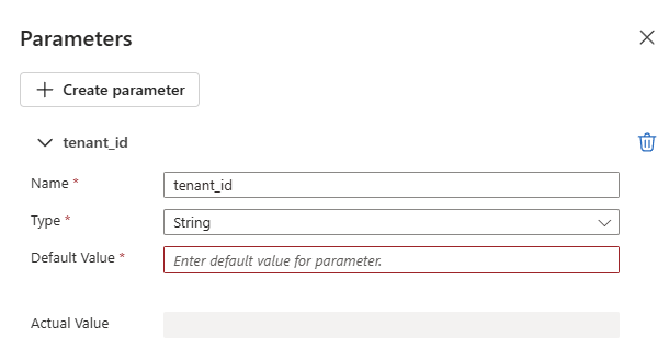 Screenshot shows how to add one parameter in designer.