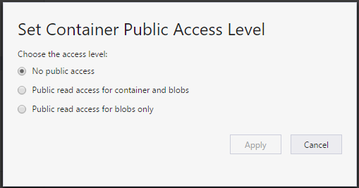 Set public access level options