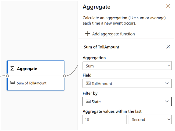 Screenshot that shows selections for calculating an aggregation.