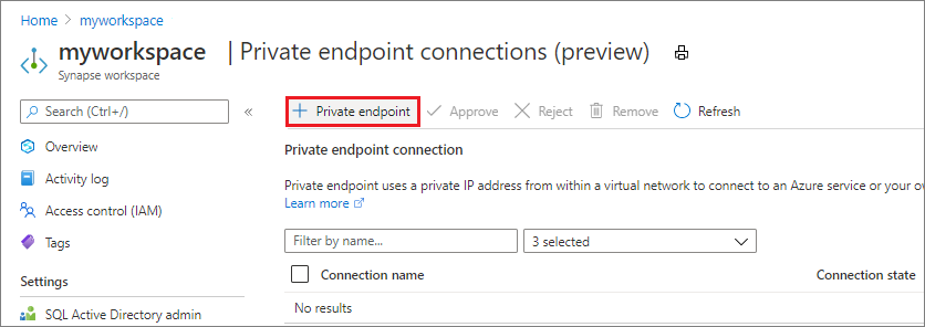 Open Private endpoint in Azure portal