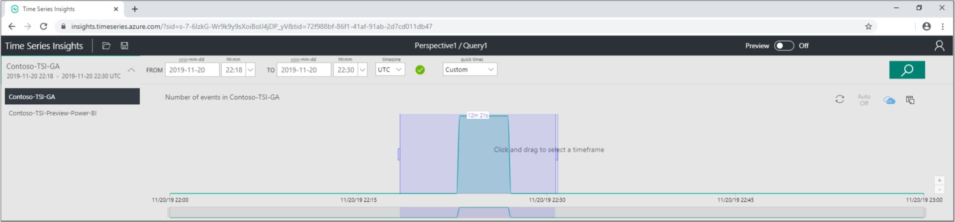 Azure Time Series Insights environment selection