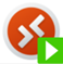 The multimedia redirection extension icon with a green square with a play button icon inside of it, indicating that multimedia redirection is working.