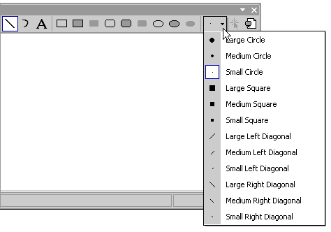 Screenshot showing the drawing shape selector on the Image Editor toolbar.