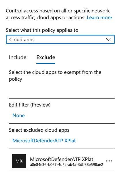 Image displaying Application exclusions.