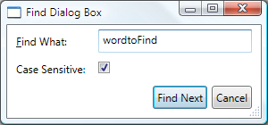 Screenshot that shows a Find dialog box.