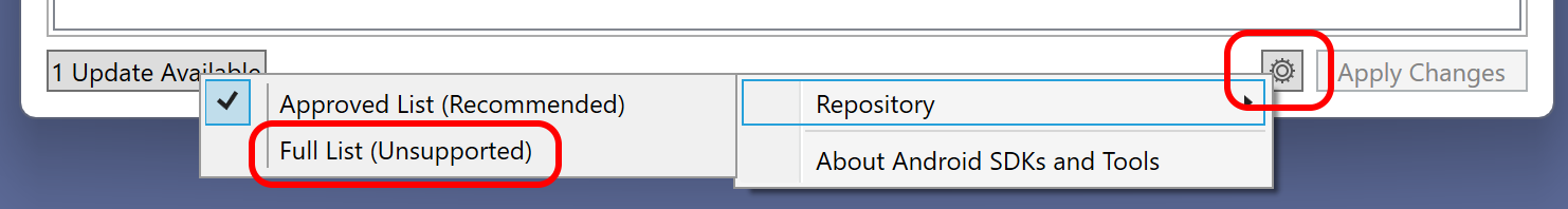 Choose full list from the repository menu