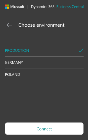 Production selector in action on a mobile device