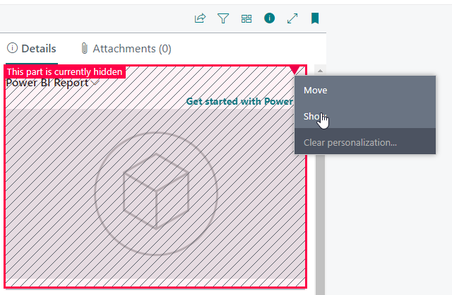 Customize Power BI parts visibility on lists