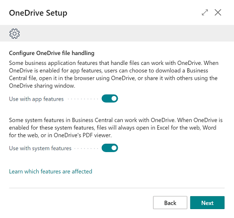 The OneDrive setup guided experience.