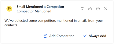 Insight card for competitor mentioned Insight card for competitor mentioned