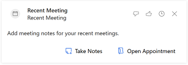 Insight card for recent meeting Insight card for a recent meeting
