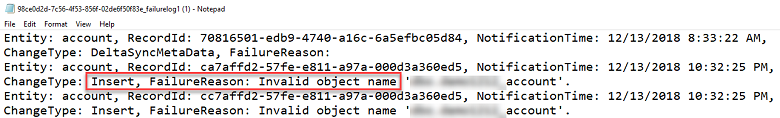 Sample error log Sample error log.