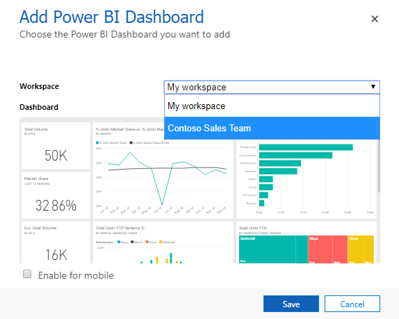 Add a Power BI tile to your personal dashboard Add a Power BI tile to your personal dashboard.