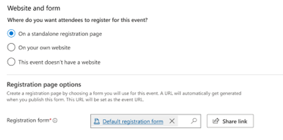 Screenshot of the website form to fill registration