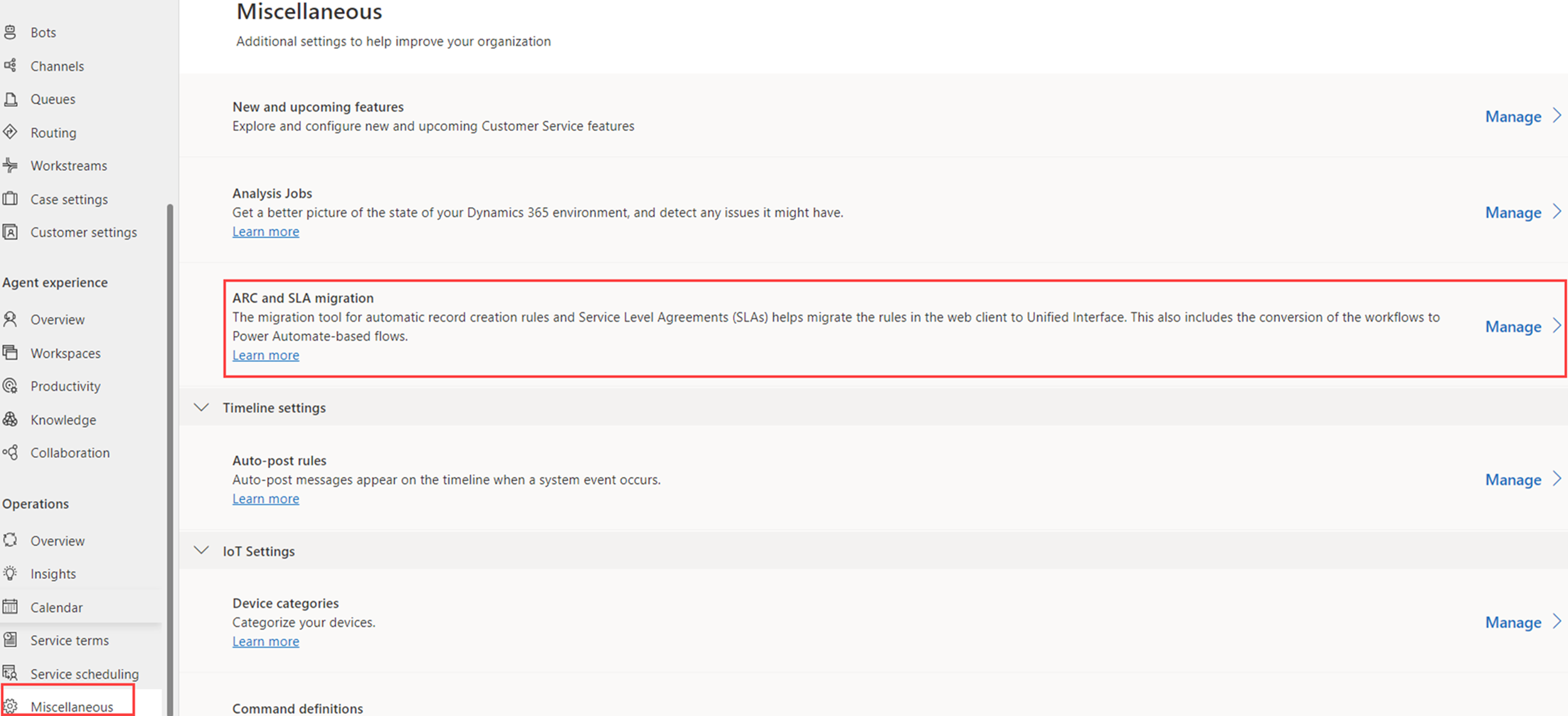 Migration tool location on Customer Service admin center