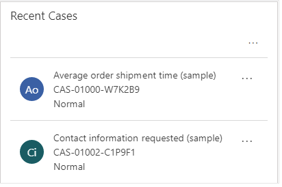 The Recent cases section on the Customer summary page.