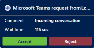 Teams chat agent notification.