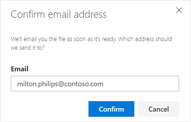 Confirm email address to send CSV file.
