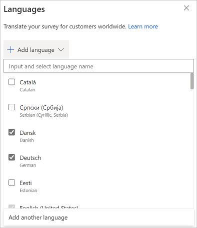 Browse to and select the language you want.