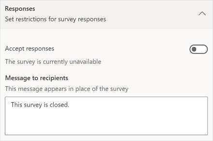 Survey closed settings.