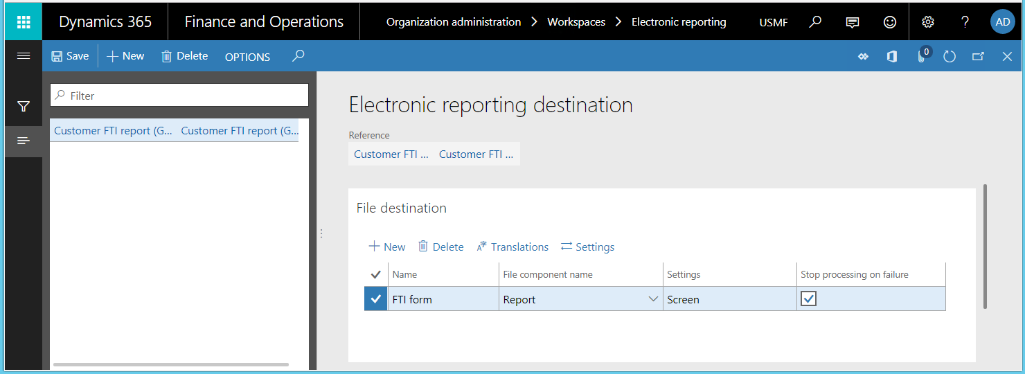 Electronic reporting destination.