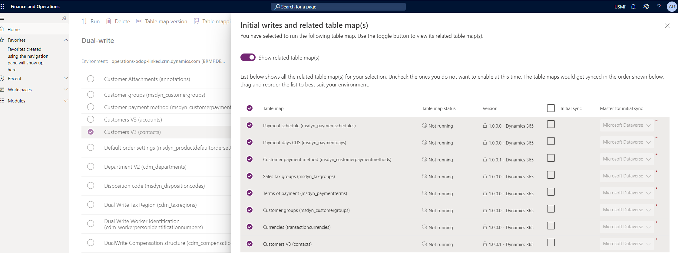 Screenshot of listing all the dependent tables.