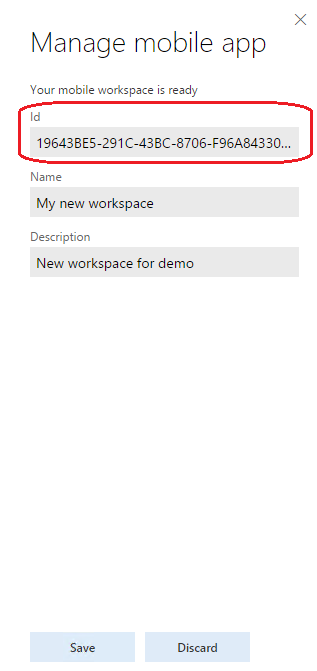 Screenshot of the app ID in the workspace summary.