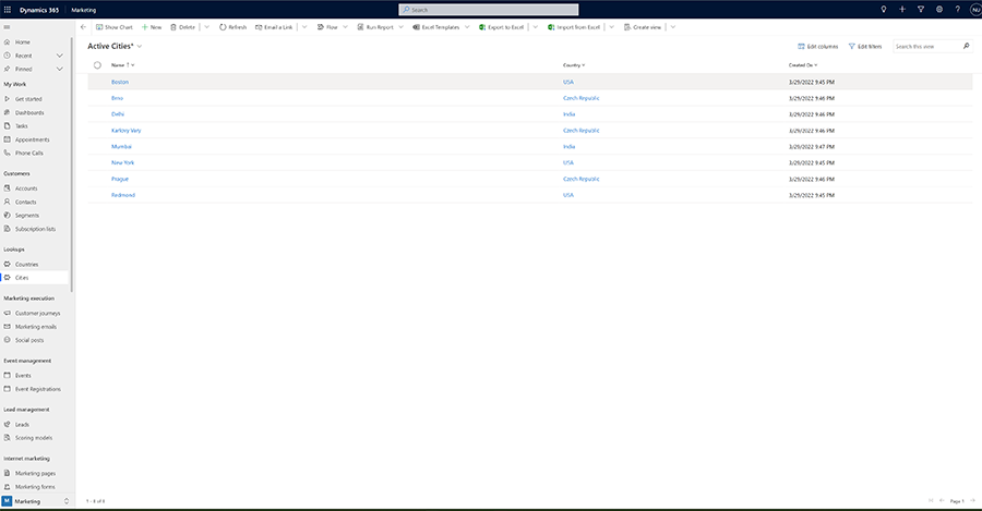 Screenshot of completed city data Screenshot of completed city data.