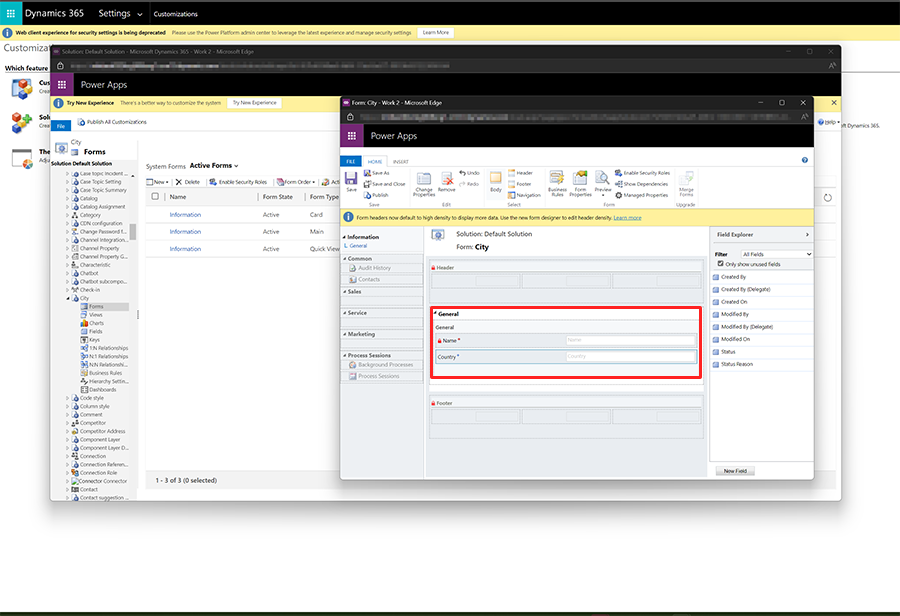 Screenshot of adding the Country lookup field Screenshot of adding the Country lookup field.