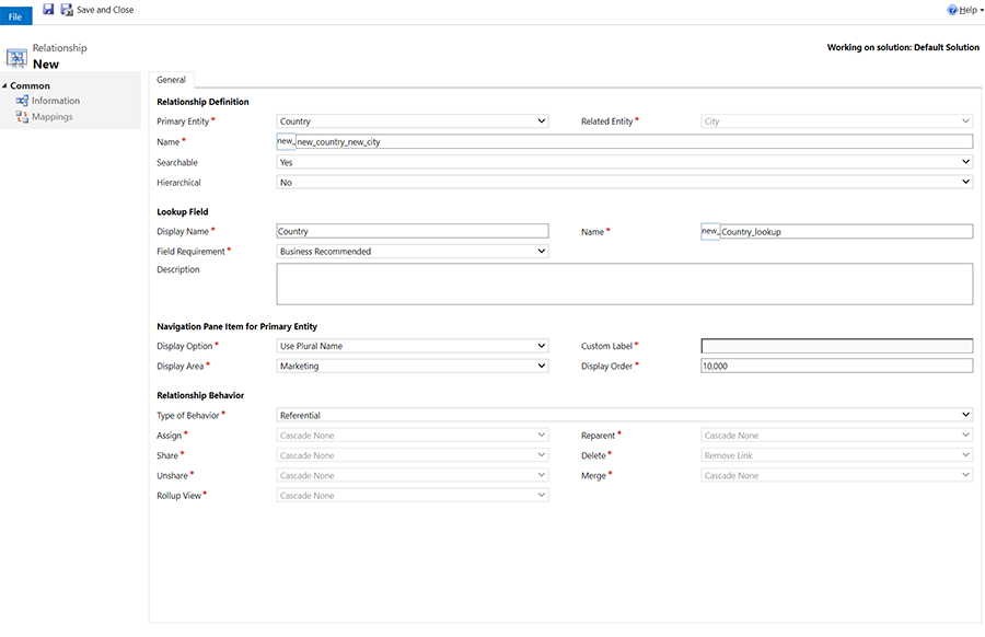 Screenshot of creating a many to one relationship Screenshot of creating a many to one relationship.