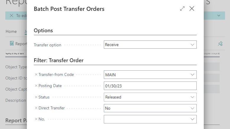 Batch Post Transfer Order