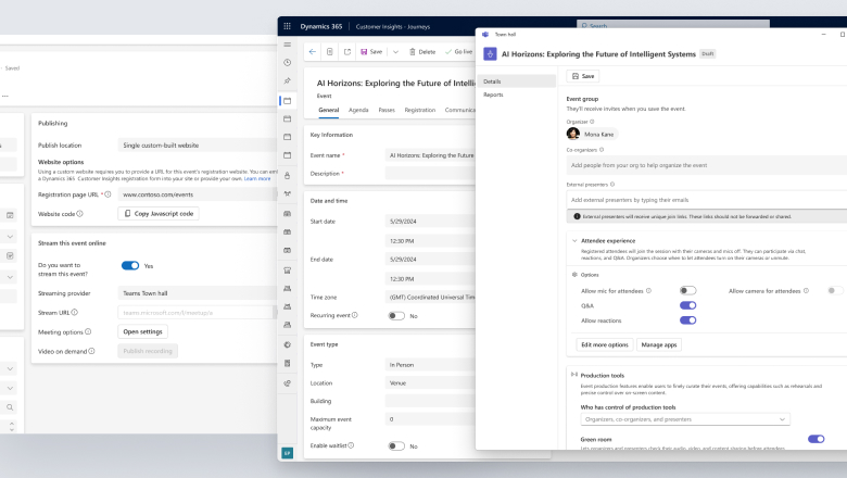 UI image showing Teams Town Hall meeting with different meeting options