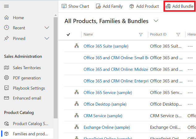 Add Bundle button on the Products grid.