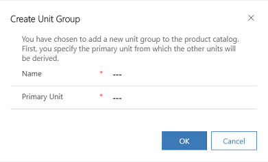 Create unit group dialog box.