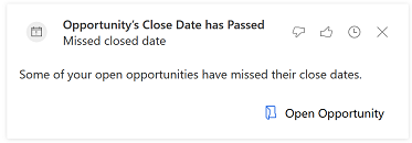 Insight card for missed close date